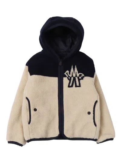 Moncler Grenoble Light Blue Zip Up Cardigan In Neutral