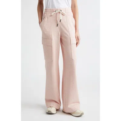 Moncler Grenoble Linen & Cotton Blend Wide Leg Cargo Sweatpants In Pink