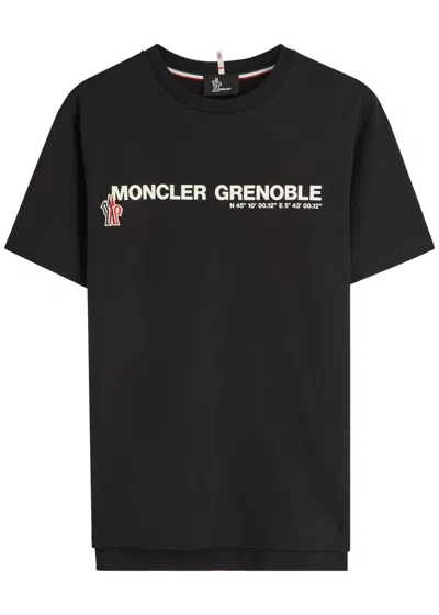 Moncler Grenoble Black Stretch Cotton T-shirt In Brown