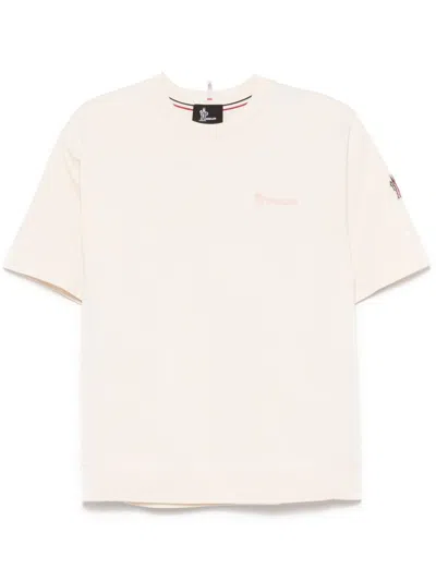 Moncler Logo Cotton Crew Neck Short Sleeve Top In White
