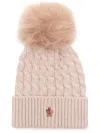 Moncler Wool Cashmere Beanie With A Shearling Pom In Light Grey