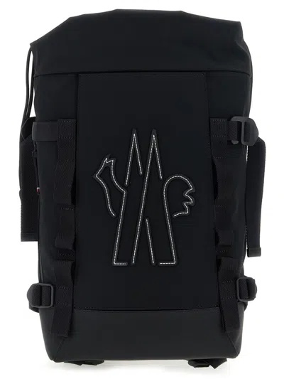 Moncler Grenoble Logo Embroidery Backpack In Black