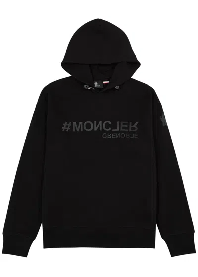 Moncler Grenoble Logo Hooded Cotton Sweatshirt In Black