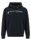 Moncler Grenoble Logo Embroidered Long-sleeved Hoodie In Blue