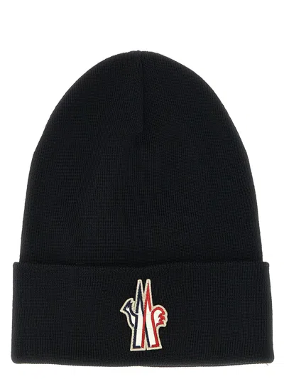 Moncler Grenoble Logo Patch Beanie In Black
