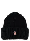 Moncler Grenoble Logo Patch Knitted Beanie In Black