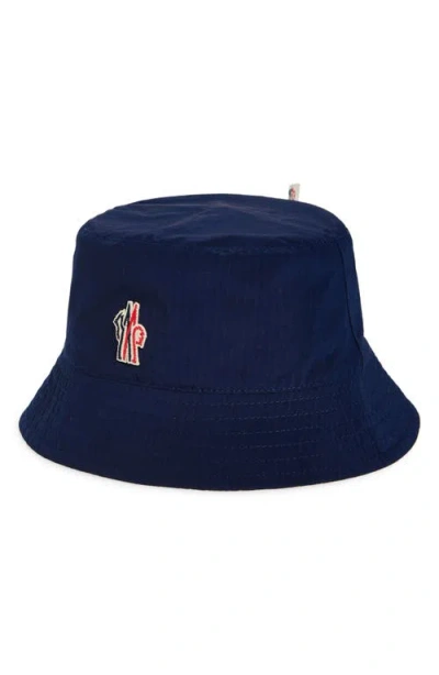 Moncler Grenoble Logo Patch Bucket Hat In Night Sky