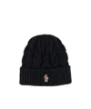 Moncler Grenoble Logo Patch Knitted Beanie In Black