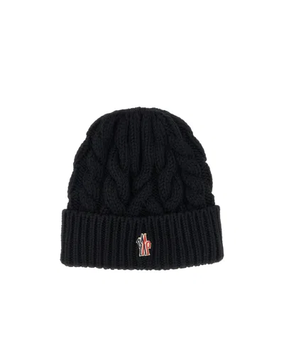 MONCLER MONCLER GRENOBLE LOGO PATCH KNITTED BEANIE