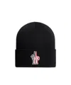 Moncler Grenoble Logo Patch Virgin Wool Beanie In Black