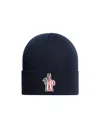 Moncler Grenoble Logo Patch Knitted Beanie In Blue
