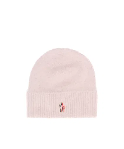 Moncler Grenoble Logo-patch Knitted Beanie In Pink