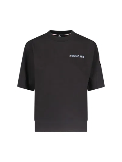 Moncler Grenoble Logo T-shirt In Black Cotton Crew Neck