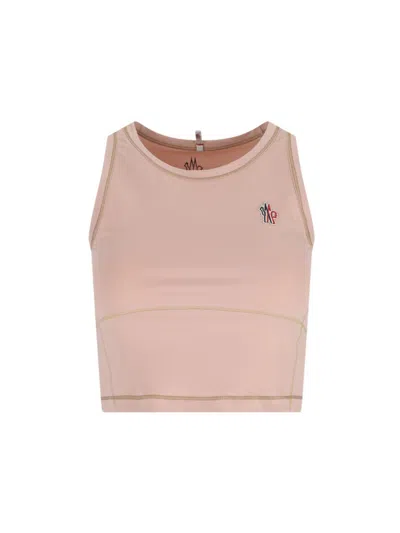 MONCLER MONCLER GRENOBLE LOGO TANK TOP, IN PINK NYLON