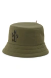 Moncler Grenoble Logo Water Resistant Bucket Hat In Russian Olive