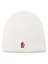 Moncler Relaxed Style Ribbed Texture Turn-up Brim Hat In White