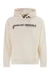 Moncler Grenoble Logoed Cotton Hooded Sweatshirt In Neutral