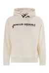Moncler Grenoble Logoed Cotton Hooded Sweatshirt In Neutral