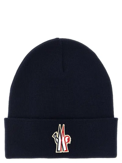 Moncler Grenoble Logo-patch Virgin Wool Beanie In Blue