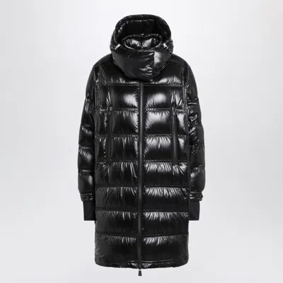 Moncler Long Hooded Down Jacket With High Collar In Multi