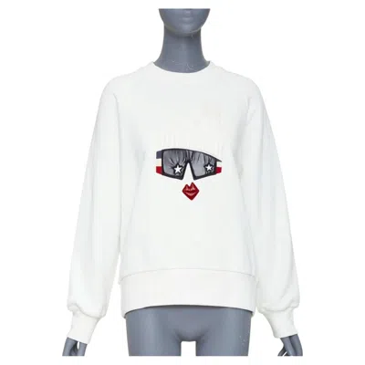 Pre-owned Moncler Grenoble Maglia Girocollo White Padded Face Ski Goggle Sweatshirt S