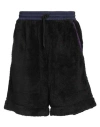 Moncler Fuzzy Fleece Weave Track Shorts In Black