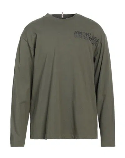 Moncler Grenoble Man T-shirt Military Green Size Xl Cotton