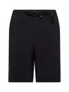 Moncler Black Bermuda Shorts With Logo In Black
