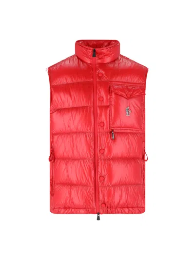 Moncler Grenoble Men's Puffer Vest With High Collar And Chest Pocket In Red