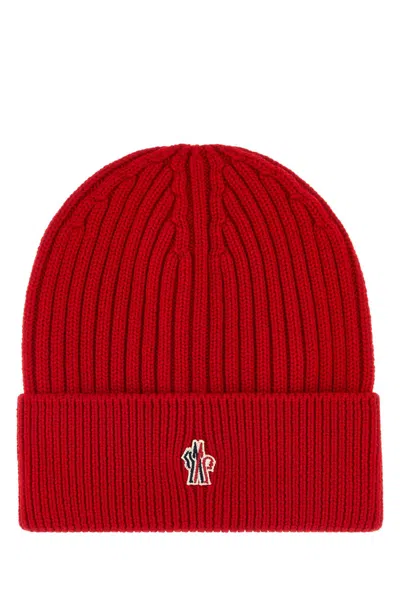 Moncler Grenoble Merino Wool Beanie Hat For Men In Red