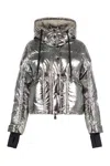 Moncler Grenoble Metalized Ski Jacket With Hood Calaque In Silver