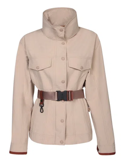 Moncler Grenoble Meyen Funnel Neck Belted Jacket In Pink