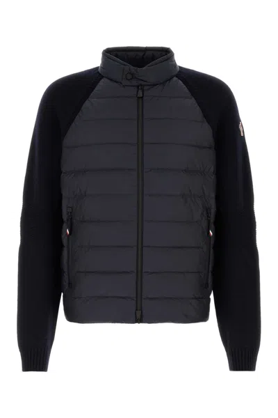 Moncler Grenoble Midnight Wool-blend Knit Jacket For Men In Transparent