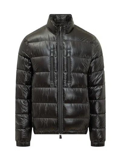 Moncler Grenoble Mini Bomber Jacket With Vertical Zip Pockets In Brown