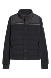 Moncler Grenoble Mixed Media Quilt Front Zip Cardigan In Black