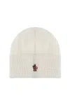 Moncler Relaxed Style Ribbed Texture Turn-up Brim Hat In White