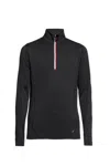 Moncler High Collar Knit Sweatshirt Contrast Trim In Black