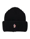 Moncler Grenoble Logo Patch Knitted Beanie In Black