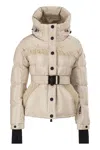 Moncler Grenoble Mondim Metallic Ski Jacket With Shearling Hood In Neutral