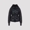 Moncler Puffer Jacket With Belted Waist And High Collar In Black