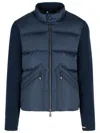 Moncler Grenoble Quilted Zip Up Cardigan In Navy Blu In Blue