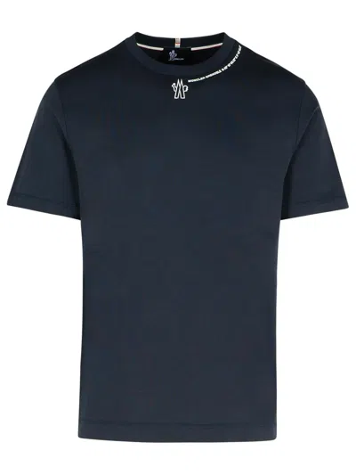 Moncler Grenoble Navy Cotton T-shirt Men In Blue
