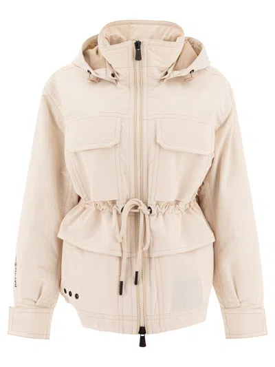 Moncler Grenoble Nimba Hooded Field Down Jacket In Neutral