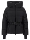 Moncler Belted Hooded Jacket In Black