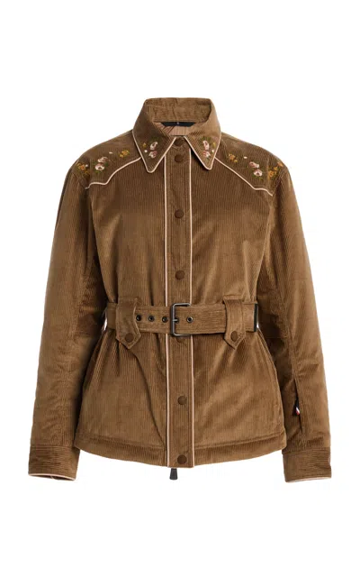Moncler Grenoble Olonne Corduroy Down Shirt Jacket In Brown