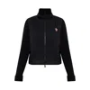 Moncler High Collar Knitted Jacket With Padded Front In Black