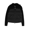 Moncler Down Jacket With Wool Inserts In Blue