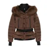Moncler Belted Puffer Jacket In Brown