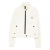Moncler High Collar Knitted Jacket Pockets In White
