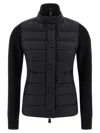 Moncler Quilted Cardigan Featuring Ribbed Collar And Cuffs In Black